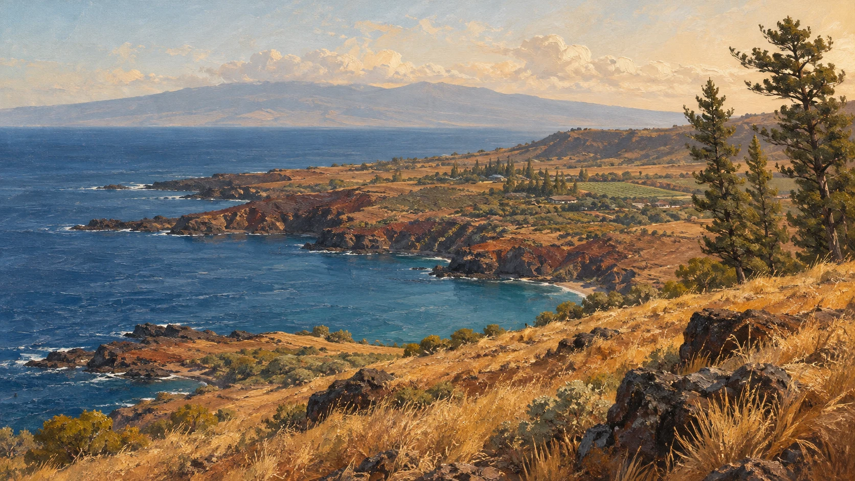 Editorial illustration for Larry Ellison’s Lānaʻi